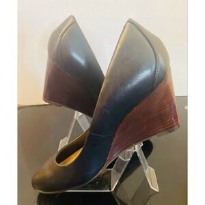 Clarks Women Size 8.5 | Raven Rise Black Leather Wedge Heels Women’s Shoes